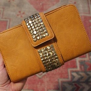 Yellow faux leather clutch/pocketbook/crossbody ba